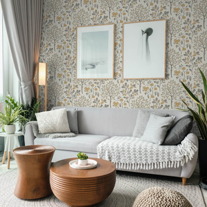 Crown Rowan Autumn Trees Natural Metallic Wallpaper - M1760