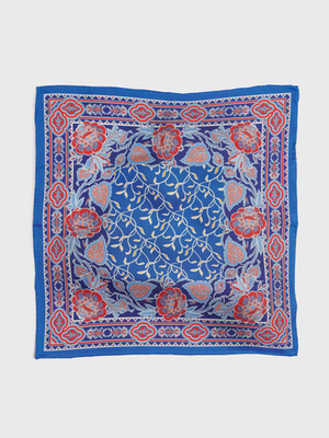Blue Botanical Pocket Square