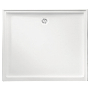 Flinders Polymarble Shower Base 760mm x 900mm Rear Outlet 3-Sided White [053579]