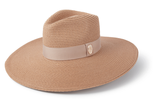 The Pebmarsh Fedora in Natural with Champagne Ribbon