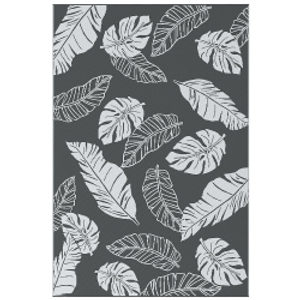 Outsunny Plastic Straw Reversible RV Outdoor Rug with Carry Bag, 182 x 274cm, Grey and White