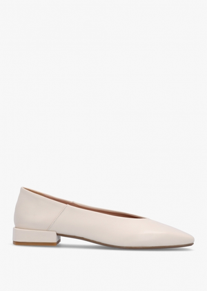 Saria Cream Leather Square Toe Ballet Pumps