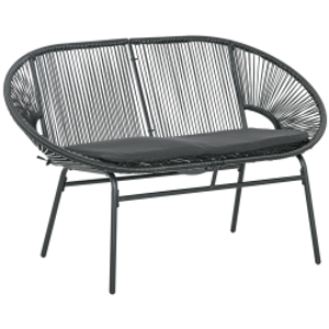 Outsunny Banco Acapulco con Reposabrazos Cojines y Marco de Acero Carga 260 kg para Balcón Terraza Patio 132x72x83 cm Negro