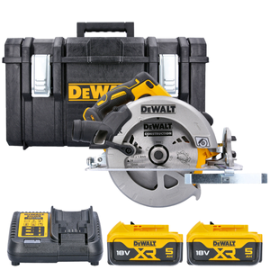 DeWalt DCS570N 18V XR Cordless Brushless 184mm Circular Saw With 2 x 5.0Ah Batteries, Charger & Case