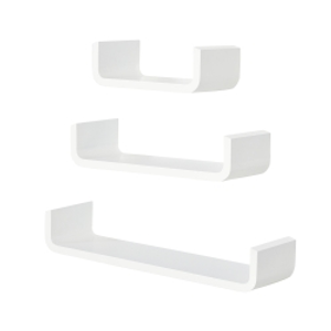 HOMCOM Set de 3 Estanterías Flotantes 60/45/30x15x10 cm Estantes de Pared de Madera Almacenamiento de Libros Fotos Decoración para Salón Pasillo Habitación Blanco