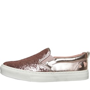 Pineapple Girls Glitter Slip On Trainers Rose Gold/Glitter