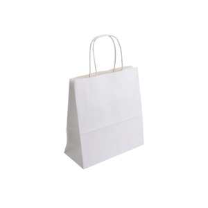 Essentials Small White Paper Gift Bag with Paper Twisted Handles