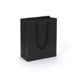 Large Portrait Black Paper Gift Bag With Rope Handles