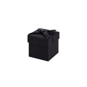Black Earring Cube Gift Box with Black Ribbon Bow