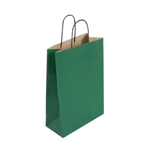 Pack of 25 Medium Green Paper Gift Bags With Paper Twisted Handles