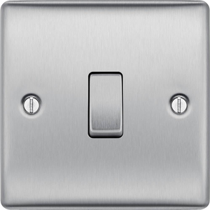 Single Light Switch - 1 Gang 2 Way - Brushed Steel