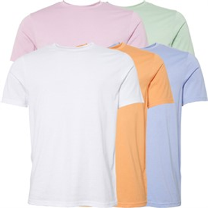 Smith And Jones Mens Buzzell Five Pack T-Shirts White/Denim/Apricot/Lilac/Light Green