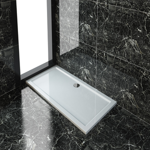 ELEGANT 1400x700x40mm Ultra- Slim Stone Resin Rectangle Shower Tray + 90mm Waste