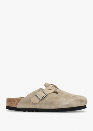 Boston Braided Taupe Suede Leather Clogs