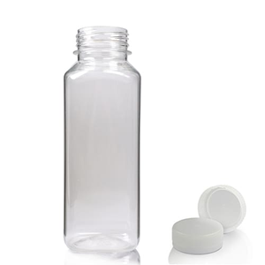 330ml Clear rPET Square Juice Bottle With T/E Juice Cap - Natural