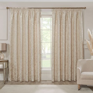 PENCIL PLEAT FLORAL JACQUARD SAND 90x90 Curtain