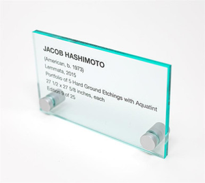 Custom Printed Museum Placards with Stand Offs - Custom Printed Text on Green Acrylic