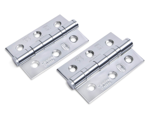 Steel Ball Bearing Hinge - UKCA/CE Certified - Fire Tested - 3″ - Polished Chrome - Hardware Solutions