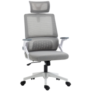 Vinsetto Silla de Oficina de Malla Silla de Escritorio Giratoria Altura y Reposacabezas Ajustable 58x61x102-119 cm Gris