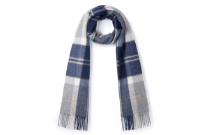 The Ashby Lambswool Scarf in Grey Check