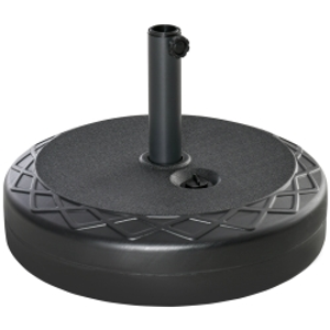 Outsunny Base de Sombrilla Rellenable de Agua 30 kg Soporte de Parasol Redondo Apto para Postes de 38mm 48 mm Metal y Plástico para Jardín Terraza Ø55x38 cm Negro