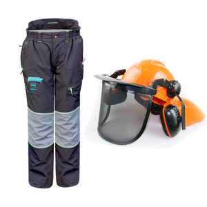 Hurricane Protective Chainsaw Pants & Safety Helmet Large Combo