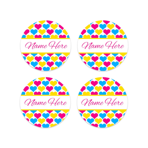 Hearts Round Name Labels