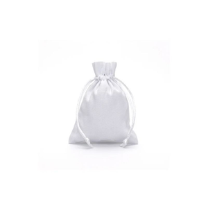 Medium Grey Cotton Bag With Silk Drawstring