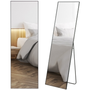 HOMCOM Espejo de Pie Cuerpo Entero de Aleación de Aluminio Espejo de Pared con 2 Formas de Uso Rectangular 50x161,5x2 cm Negro