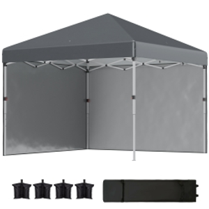 Outsunny 3x3 Pop Up Gazebo with Sidewalls Adjustable Garden Patio Party Tent Dark Grey