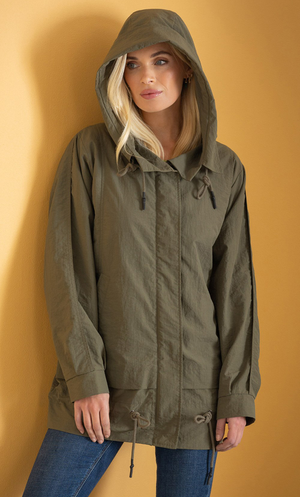 Hooded Raglan Sleeve Jacket - Khaki