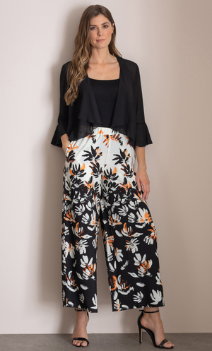 Printed Wide Leg Trousers - Black/White
