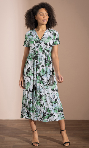 Floral Textured Midi Dress - White/Multi
