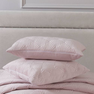 Quilted Hotel Velvet Cushion 30cm x 50cm - Blush