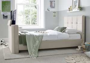 Alpha Manual Single TV Bed In Light Stone