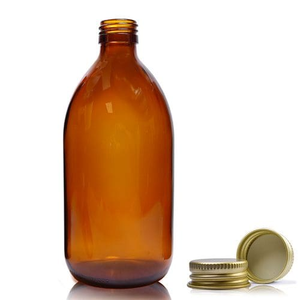500ml Amber Glass Cocktail Bottle With Aluminium Cap - Gold