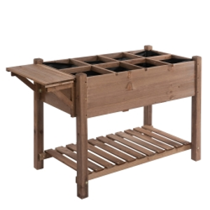 Outsunny Wooden Raised Garden Plant Stand Tall Flower Bed with Shelf 123 x 54 x 80cm