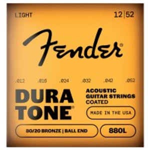 Fender Dura-Tone 880L Acoustic Guitar Strings, Coated 80/20 Bronze, Gauges .012-.052
