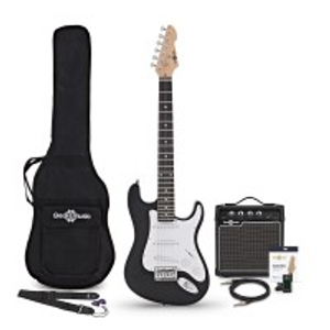3/4 LA Electric Guitar Black, 10W Guitar Amp & Accessory Pack