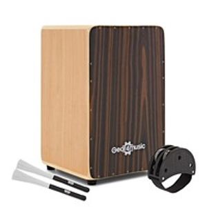 Cajon by Gear4music, Ebony, with Bag and Accessories