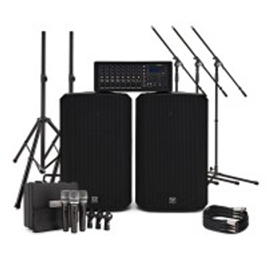 SubZero SZPA-815 300W 15" PA System with Microphones and Stands