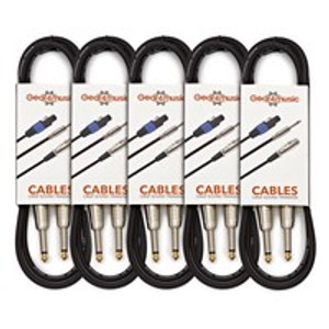 Pack of 5 Jack Instrument Cables, 3m