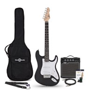 LA Electric Guitar Black, 10W Guitar Amp & Accessory Pack