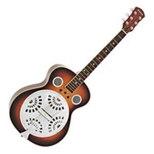 Round Neck Resonator Guitar, Sunburst Wood Body by Gear4music