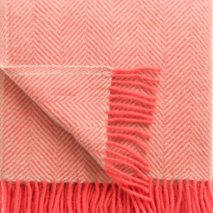 Bright Peach Herringbone Pure Wool Throw
