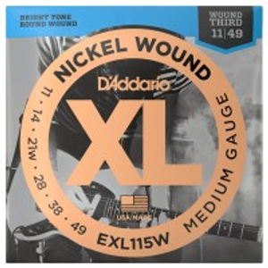 D'Addario EXL115W Nickel Wound, Medium Rock, Wound 3rd, 11-49