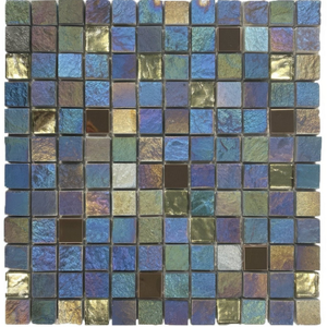 Iridescent Glass/Stone/Metal Mix Mosaic 23x23mm Wall Tile