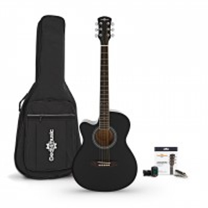 Single Cutaway Left Handed Acoustic Guitar Pack by Gear4music, Black