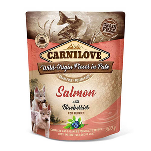 CARNILOVE Puppy Pouch Paté, Salmon &amp; Blueberries 300g