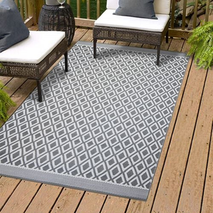Lomara Lozenge Outdoor Rug 150cm x 210cm - Grey